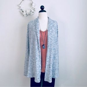 LOFT Marled Classic Open-Front Cardigan